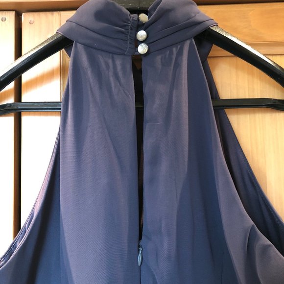 Grey-Teal Halter-style Midi Cocktail dress - Picture 8 of 13